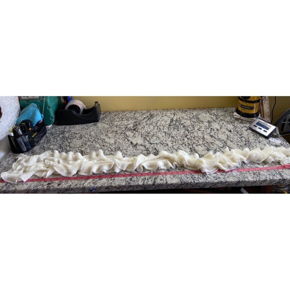 Coldwater Creek Womens Scarf Ruffled Knit Ivory White Lightweight Minimalist - Picture 8 of 8